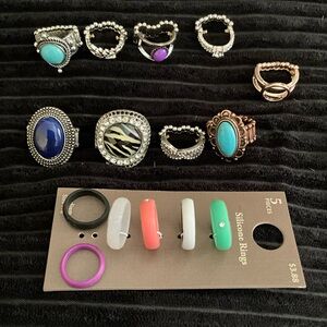 Silicone and Stretch Ring Lot 15 Piece